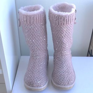 Pink Sequin Knit Boot EUC